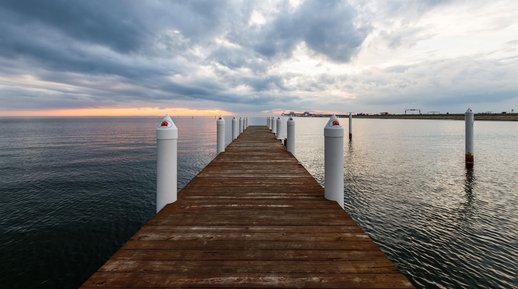 Hemingway Pier Next to the Bay Bridge outside of Annapolis Maryland at Sunset