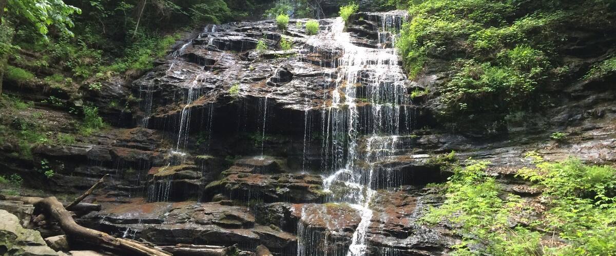 Station Cove Falls is at the end of an easy hike, known as Oconee Station.
