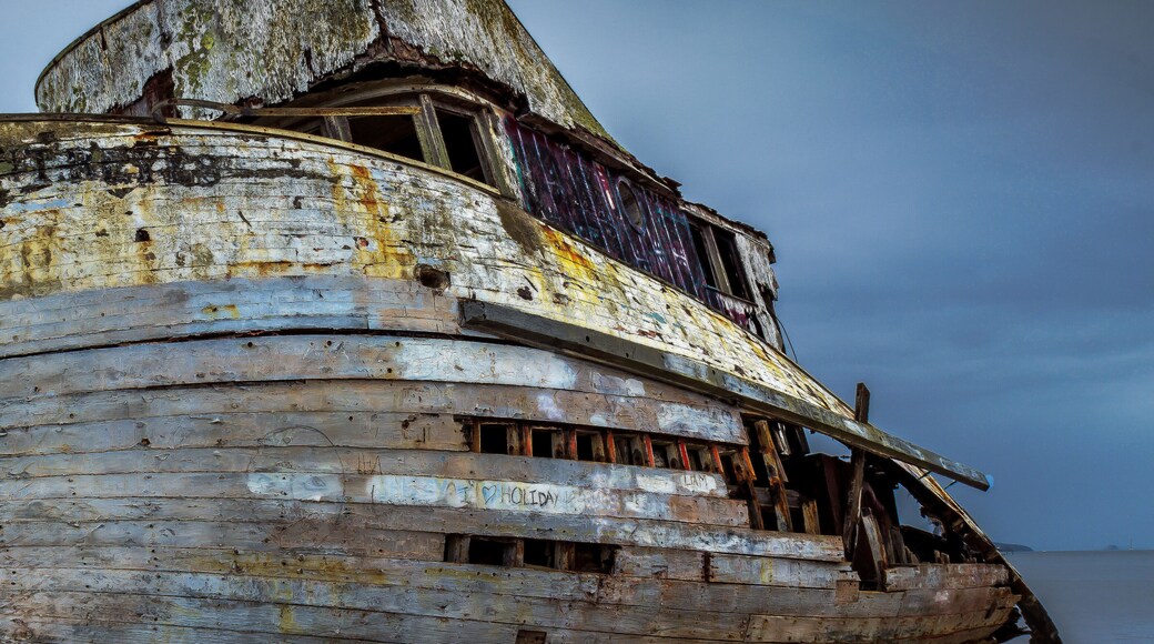 this boat is pretty popular with photogs. i just tried to make a slightly different viewpoint. much of the boat was destroyed by fire a few years back.