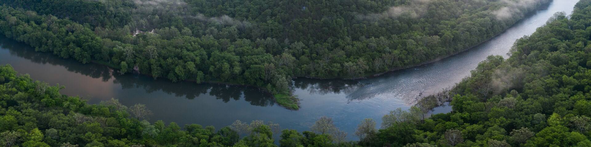 Colorful Sunrise in Forest Clad Appalachain Mountains
