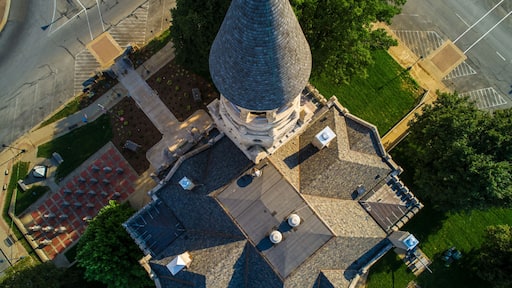Aerial View of Courthouse and Town Square of Rural Salem Indiana.