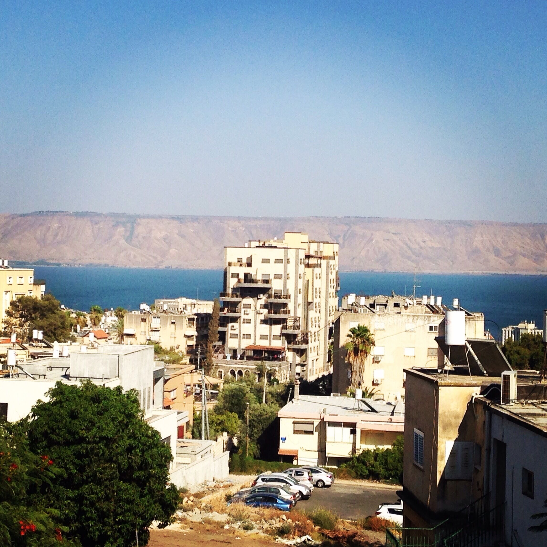 A beautiful view of Tiberias, Israel and the Sea of Galilee.  This is from the Eden Hotel, a nice place to stay while in Tiberias.