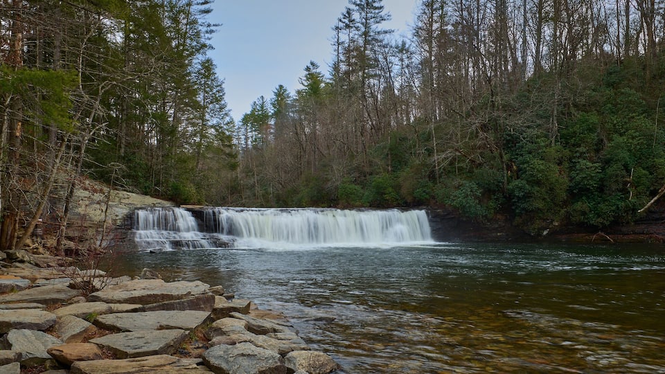 Hooker Falls in the Dupont State Forest near Brevard, North Carolina.