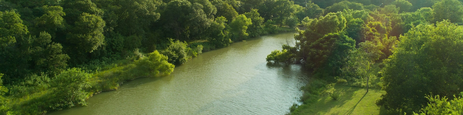 Flowing Texas Creek Aerial-Hill Country Creek