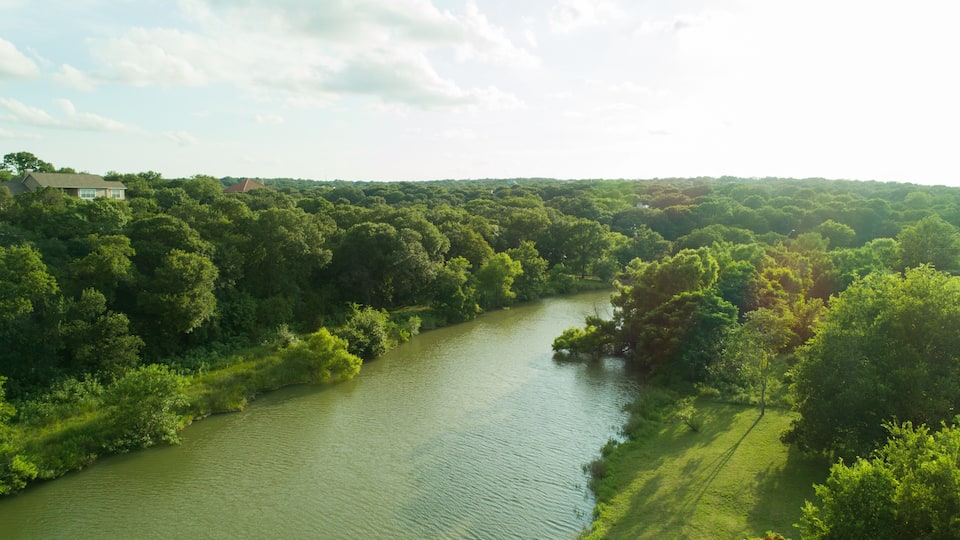 Flowing Texas Creek Aerial-Hill Country Creek