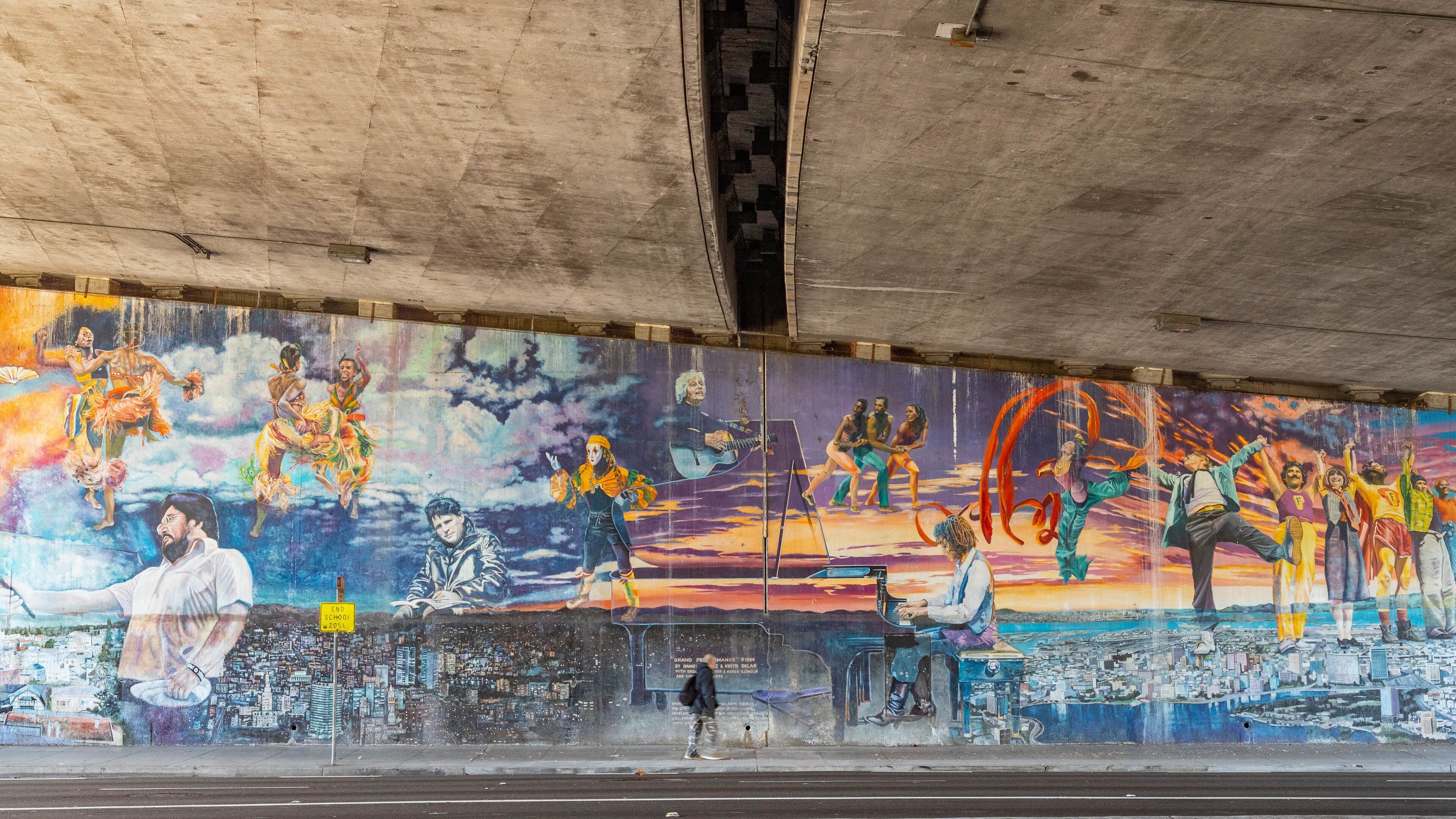 Piedmont showing street scenes and outdoor art