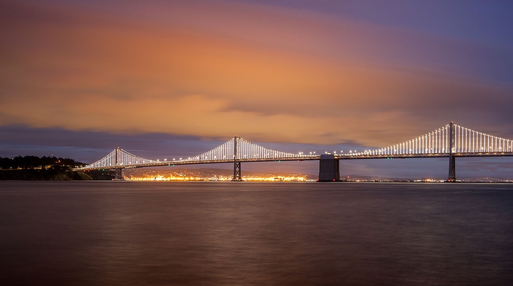 San Francisco Bay bridge in the evening.