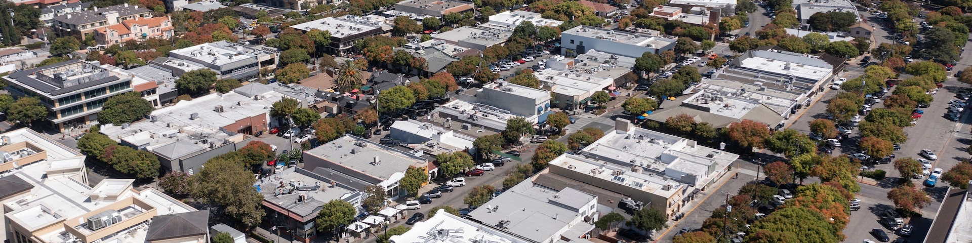 Daytime view of the historic downtown urban core of Los Altos, California, USA.