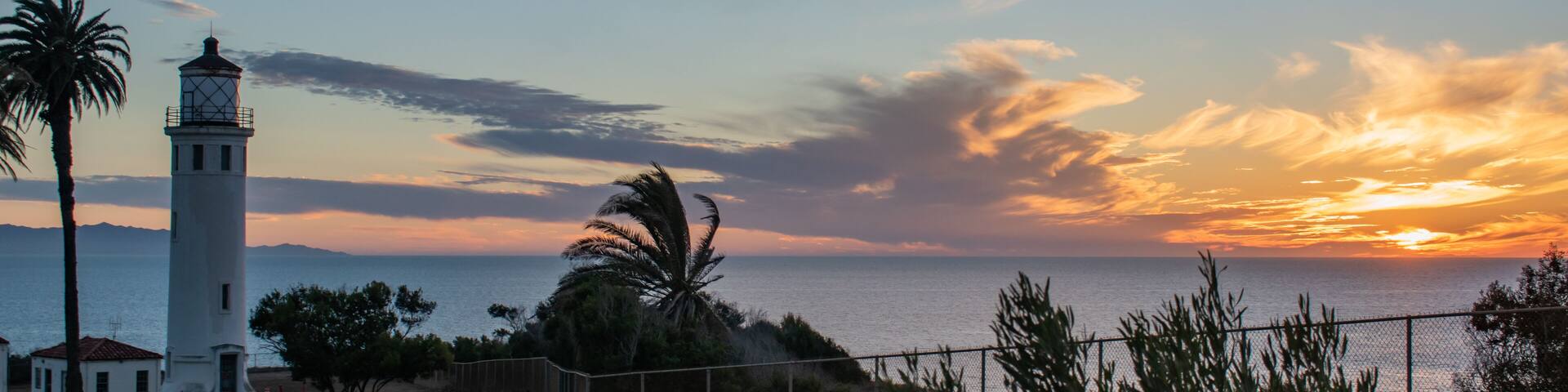 Sunset over pacific ocean in Rancho Palos Verdes