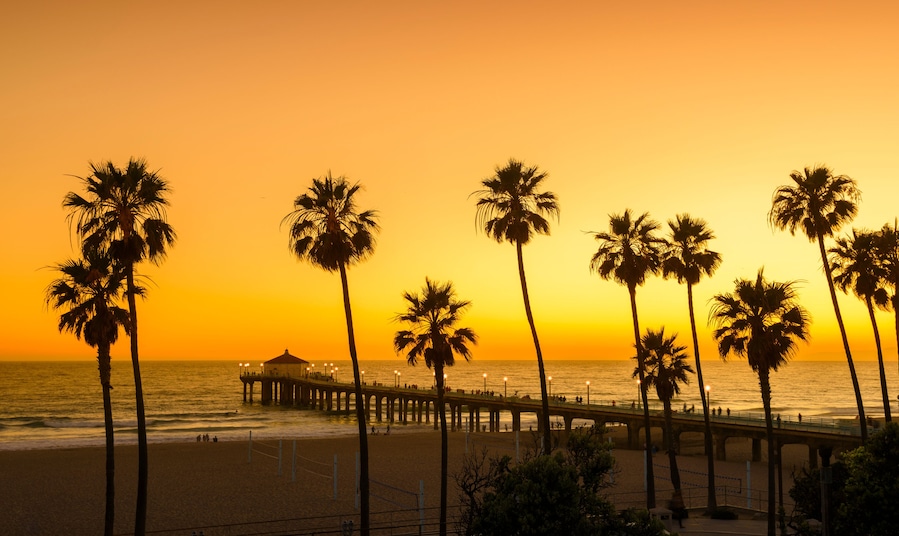 Manhattan Beach Pier at sunset, Los Angeles, California