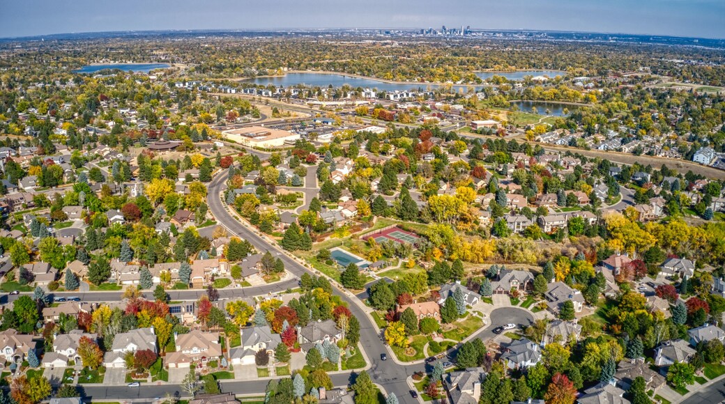 Aerial View of Autumn Colors in Denver Suburb of Lakewood, Colorado