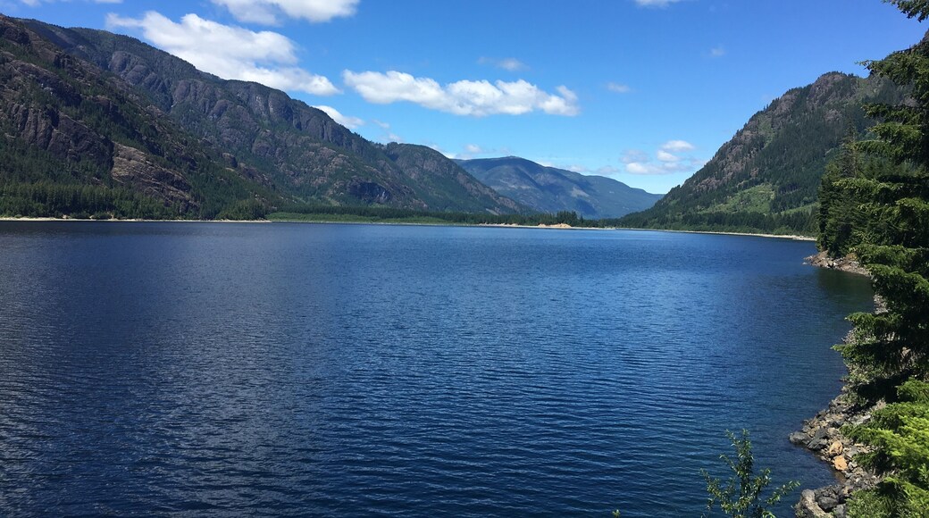 Buttle Lake is about 23 kilometres (14 mi) long and 1.5 kilometres (0.9 mi) wide, has an area of 28 square kilometres (11 sq mi), is up to 120 metres (394 ft) deep, and lies at an elevation of 221 metres (725 ft). The lake is located between Campbell River and Gold River in the wilderness area of Strathcona Provincial Park. The lake is the source of the Campbell River.
This view is looking toward the north end of the lake where Buttle Lake campground is situated. #GreatOutdoors