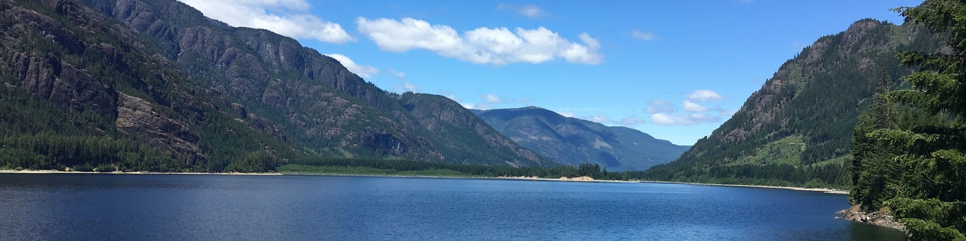 Buttle Lake is about 23 kilometres (14 mi) long and 1.5 kilometres (0.9 mi) wide, has an area of 28 square kilometres (11 sq mi), is up to 120 metres (394 ft) deep, and lies at an elevation of 221 metres (725 ft). The lake is located between Campbell River and Gold River in the wilderness area of Strathcona Provincial Park. The lake is the source of the Campbell River.
This view is looking toward the north end of the lake where Buttle Lake campground is situated. #GreatOutdoors
