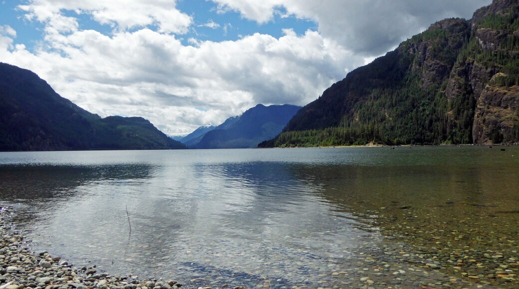 Buttle Lake is beautifully situated in the wilderness of Strathcona Provincial Park in the centre of Vancouver Island. Whilst it is remote it is served by good roads which are required for logging transport. These roads are, mercifully, however very quiet.
The campground is basic, pumped water & pit toilets, which in reality take it one stage from wild camping but that is as it should be in a remote area of natural beauty.
Do not bother with your mobile phone here. Not a cat in hell's chance of a signal!! Great! #GreatOutdoors