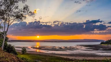 Sunset over the Annapolis Basin off the Bay of Fundy from Smiths Cove in the Digby area on the northwestern shore of Nova Scotia Canada