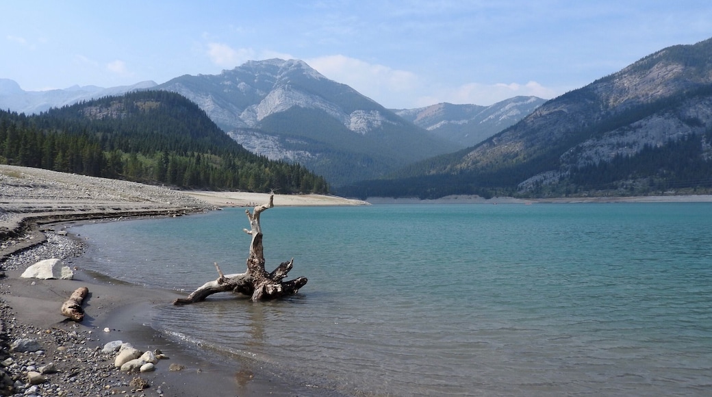 Barrier Lake is a man-made reservoir at the north end of Kananaskis Country in Alberta, Canada. It was created for hydroelectric power generation on the Kananaskis River and is also used for recreational activities, with hiking paths surrounding the lake (and cross-country skiing trails in the winter).
Barrier Lake was used in the 2003 film X2: X-Men United as the stand in for Alkali Lake and in Heartland (CBC) as Eagle Lake (2011).
#Mountains