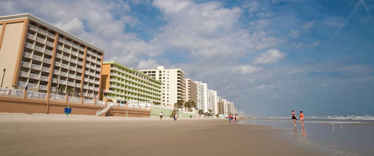 Low angle view of buildings near a beach, Daytona Beach, Florida, USA