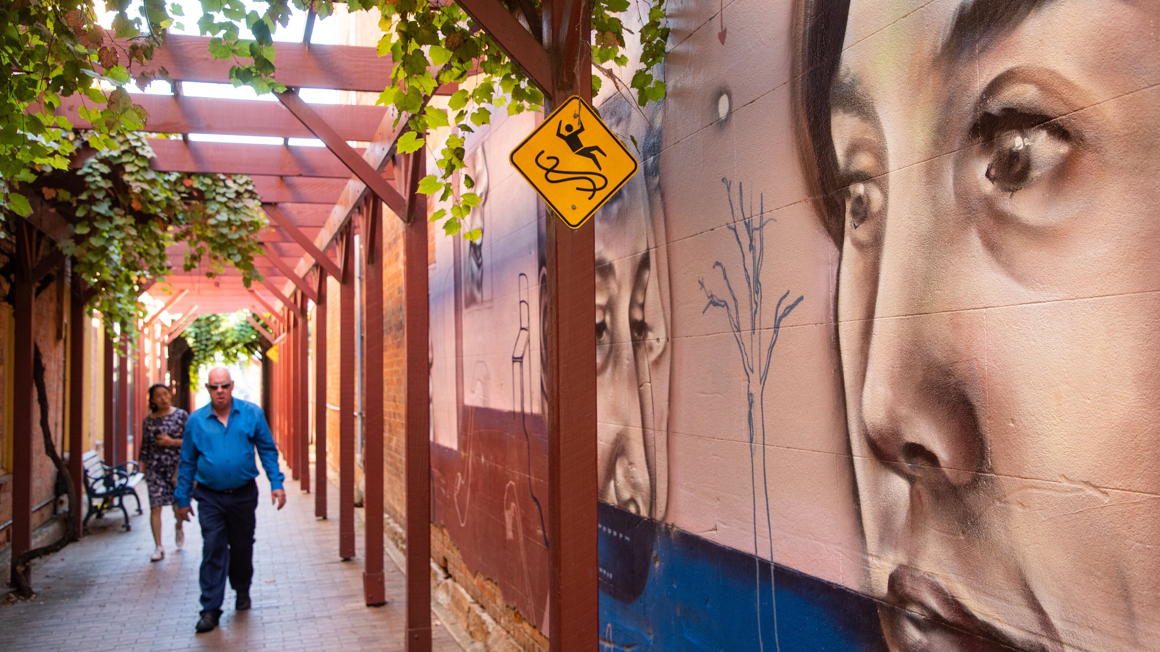 Benalla which includes street scenes and outdoor art