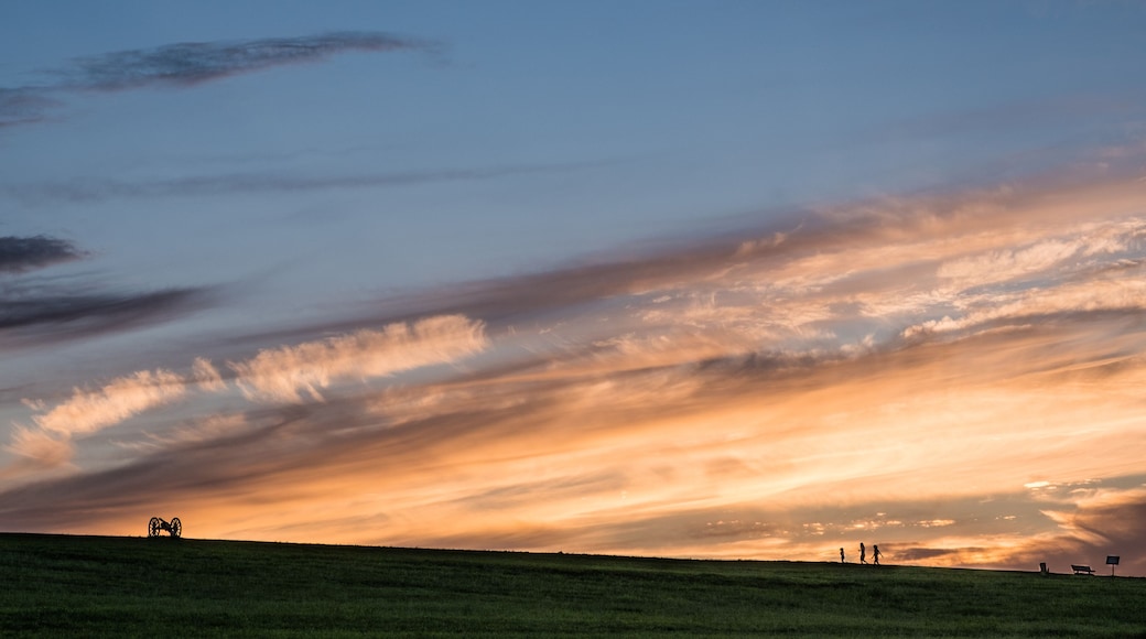 Sunset silhouettes on Spring Hill Battlefield