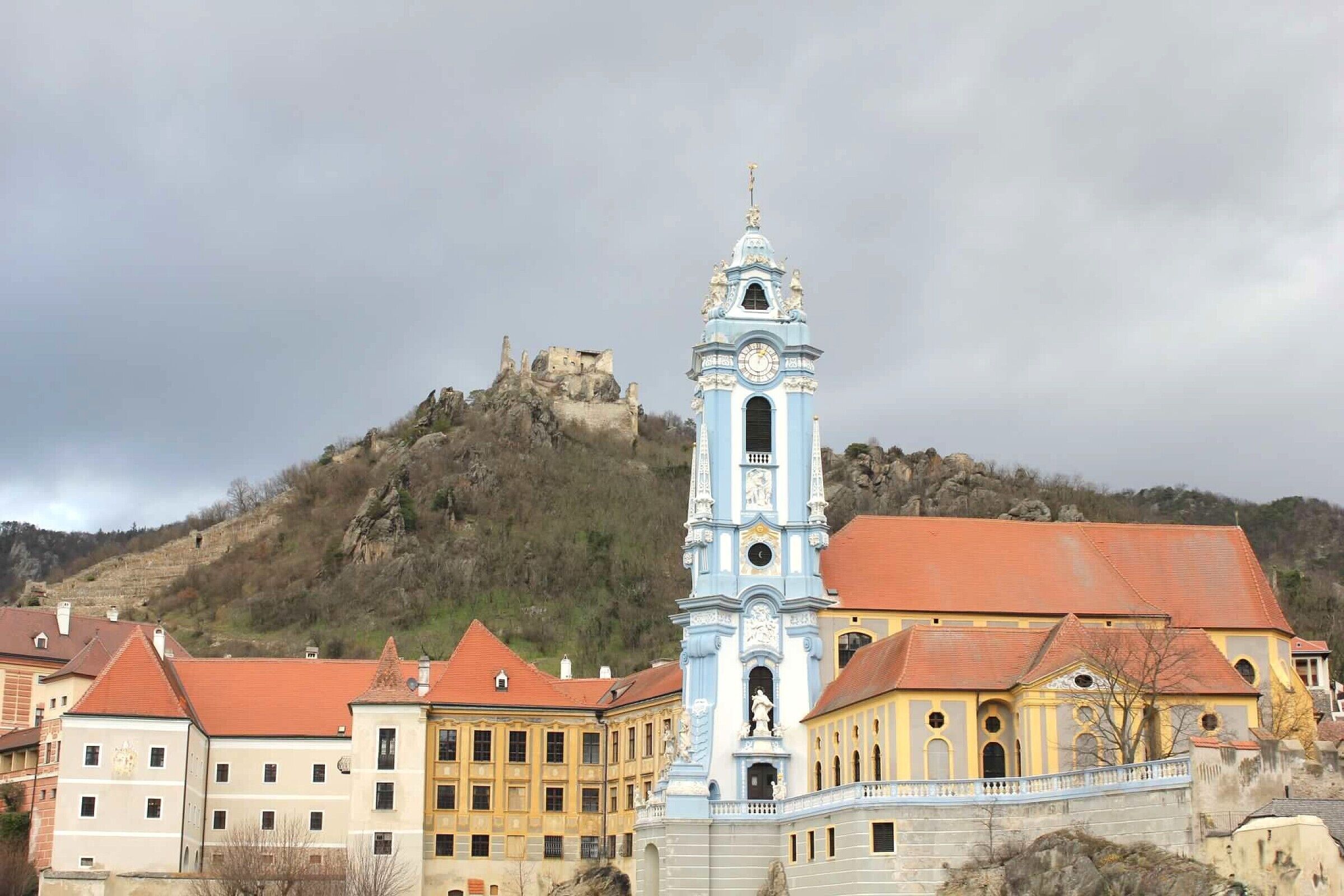 The Wachau Valley is one of the most beautiful regions in Austria boasting picturesque villages, vineyards, castles and churches. A highlight is definitely the blue abbey of Duernstein. 