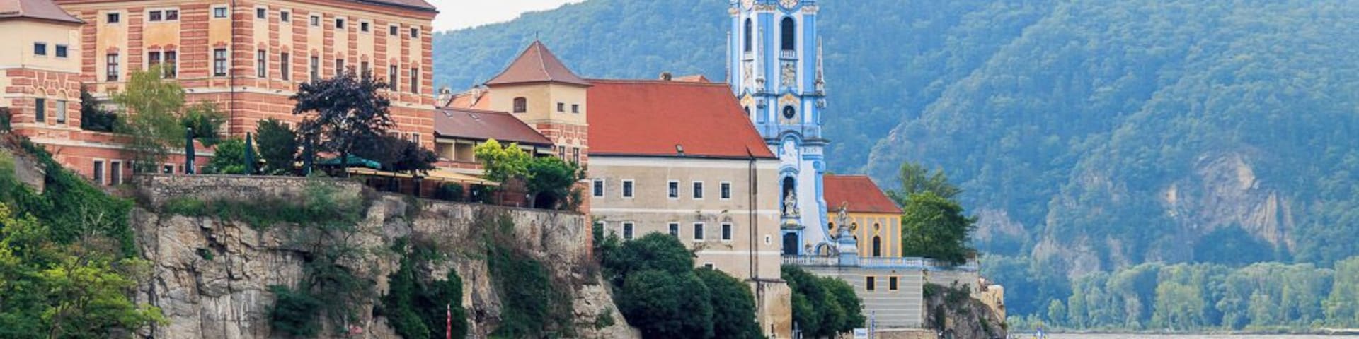 Looking back to Dürnstein with its abbey (Stift Dürnstein) as we cruise up the River Danube (in Austria) in our Longship.
One of the many beautiful sights along the river Danube.
