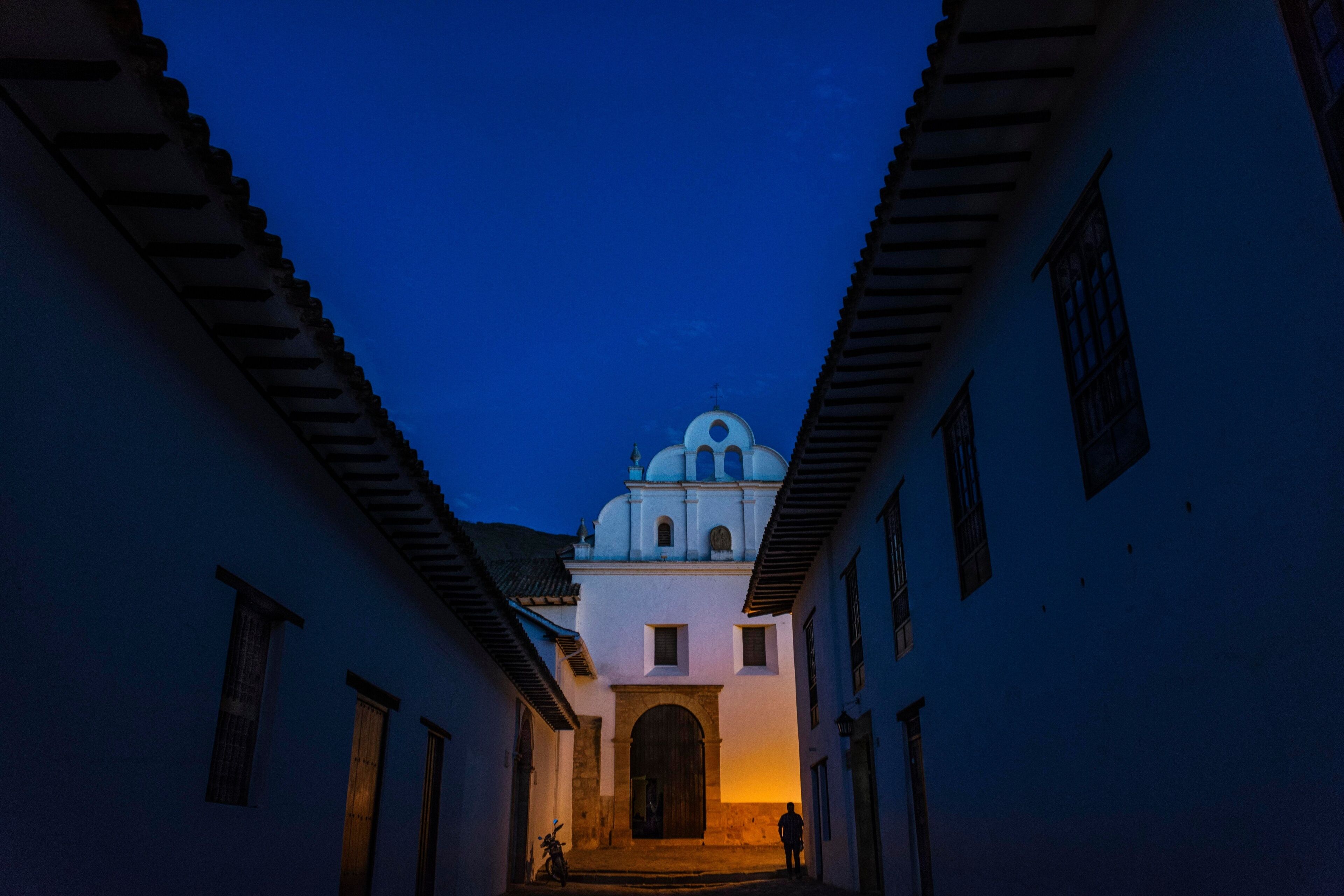 Old colonial church carmeltas descalzas convent in Villa de Leyva, Colombia