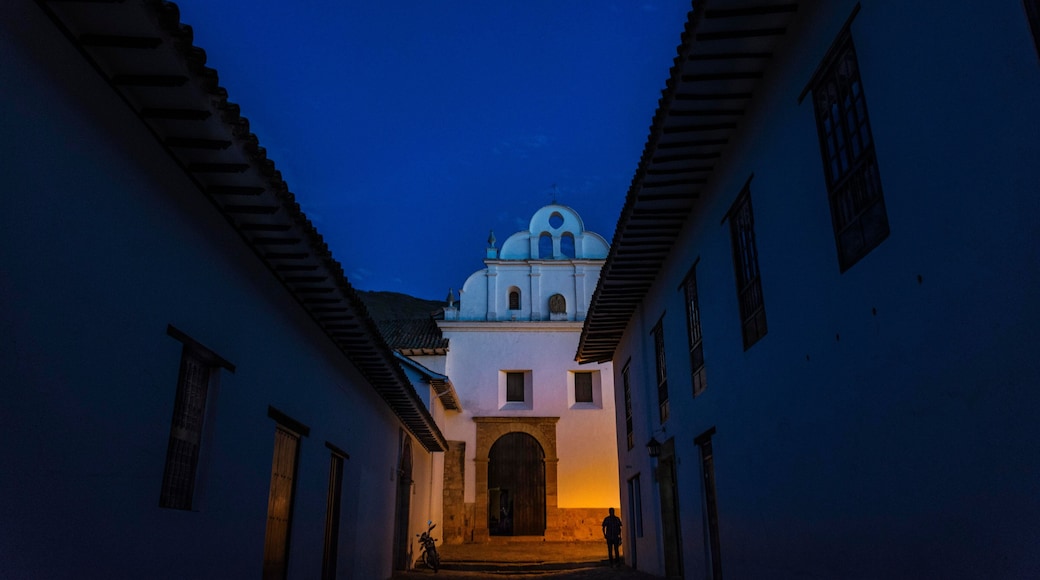 Old colonial church carmeltas descalzas convent in Villa de Leyva, Colombia
