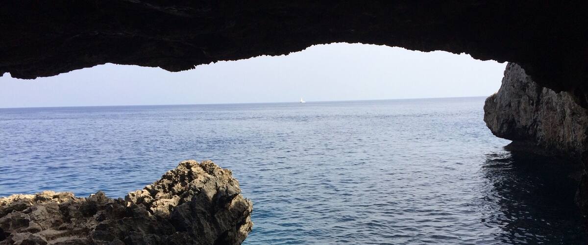 The sea caves are situated near Agioi Anargyroi chapel in Cape Greko National Park. Worth a visit to the crystal clear waters.