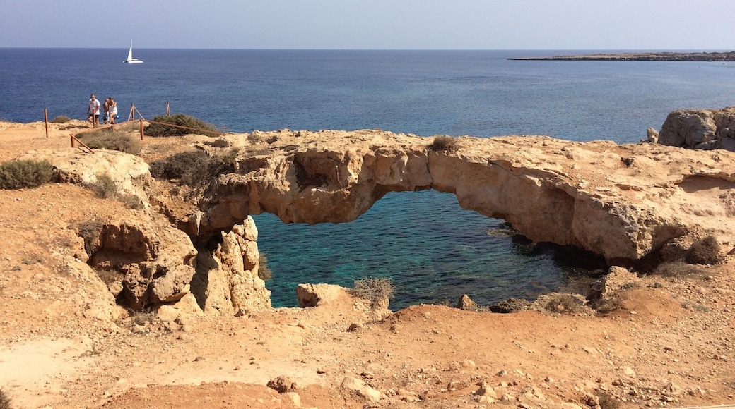 Love lock bridge in the amazing Cape Greko National Park. Stunning ocean views and beautiful landscape.