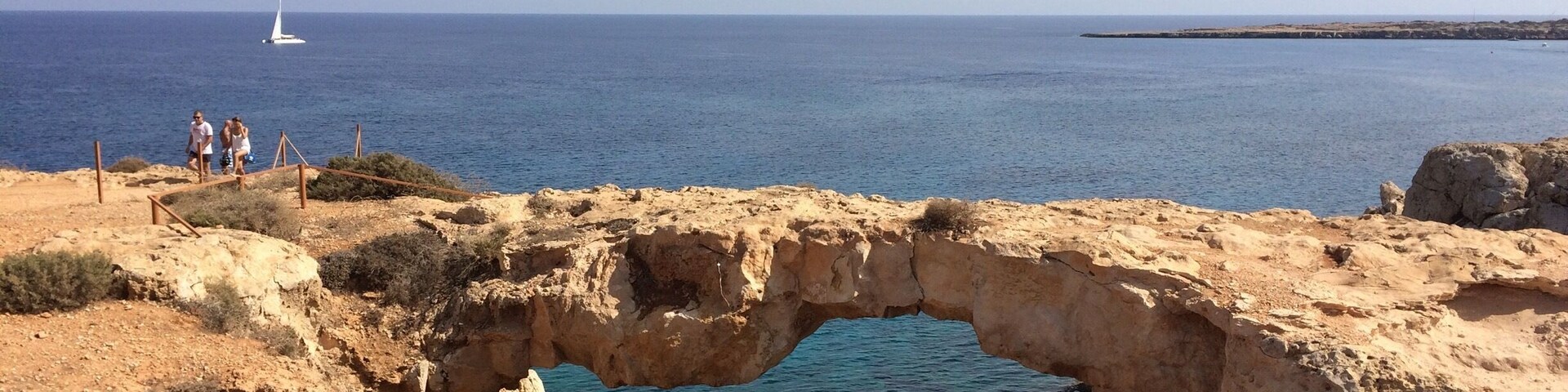 Love lock bridge in the amazing Cape Greko National Park. Stunning ocean views and beautiful landscape.