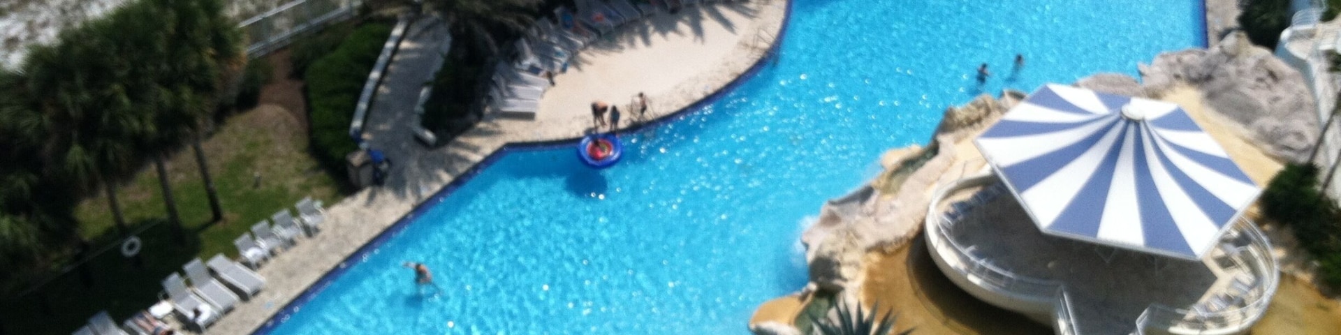 You can't see it in this picture, but there is a waterfall in the middle of the pool. This is an awesome place for families.