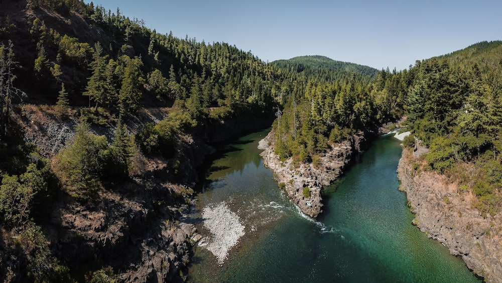 River View of Smith River California where two forks join together.