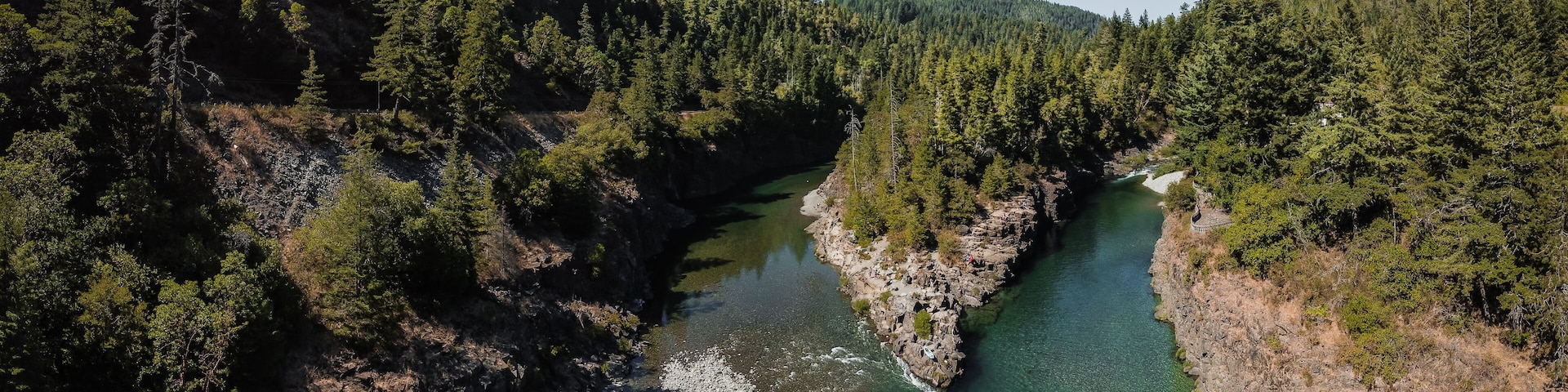 River View of Smith River California where two forks join together.