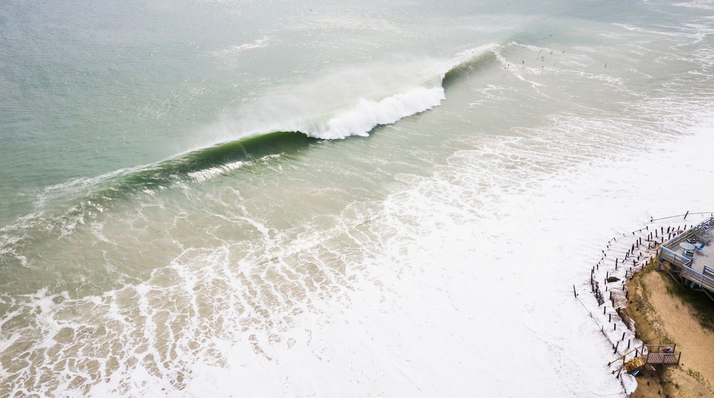 Hurricane Waves eroding a beach in New England