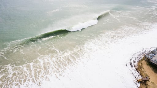 Hurricane Waves eroding a beach in New England