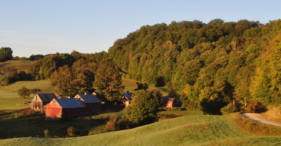 Early for foliage, but beautiful at sunrise!  One of the most photographed farms in Vermont.