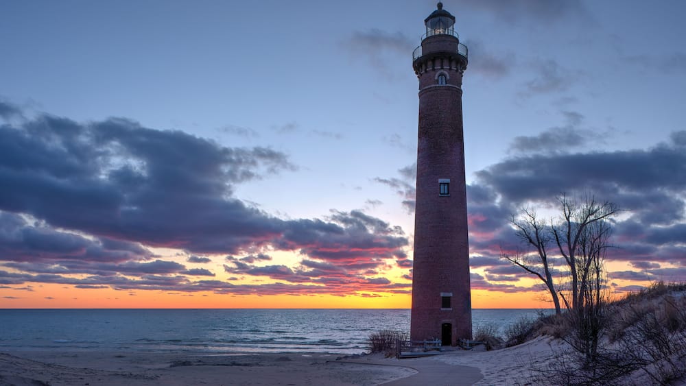 lighthouse at sunset