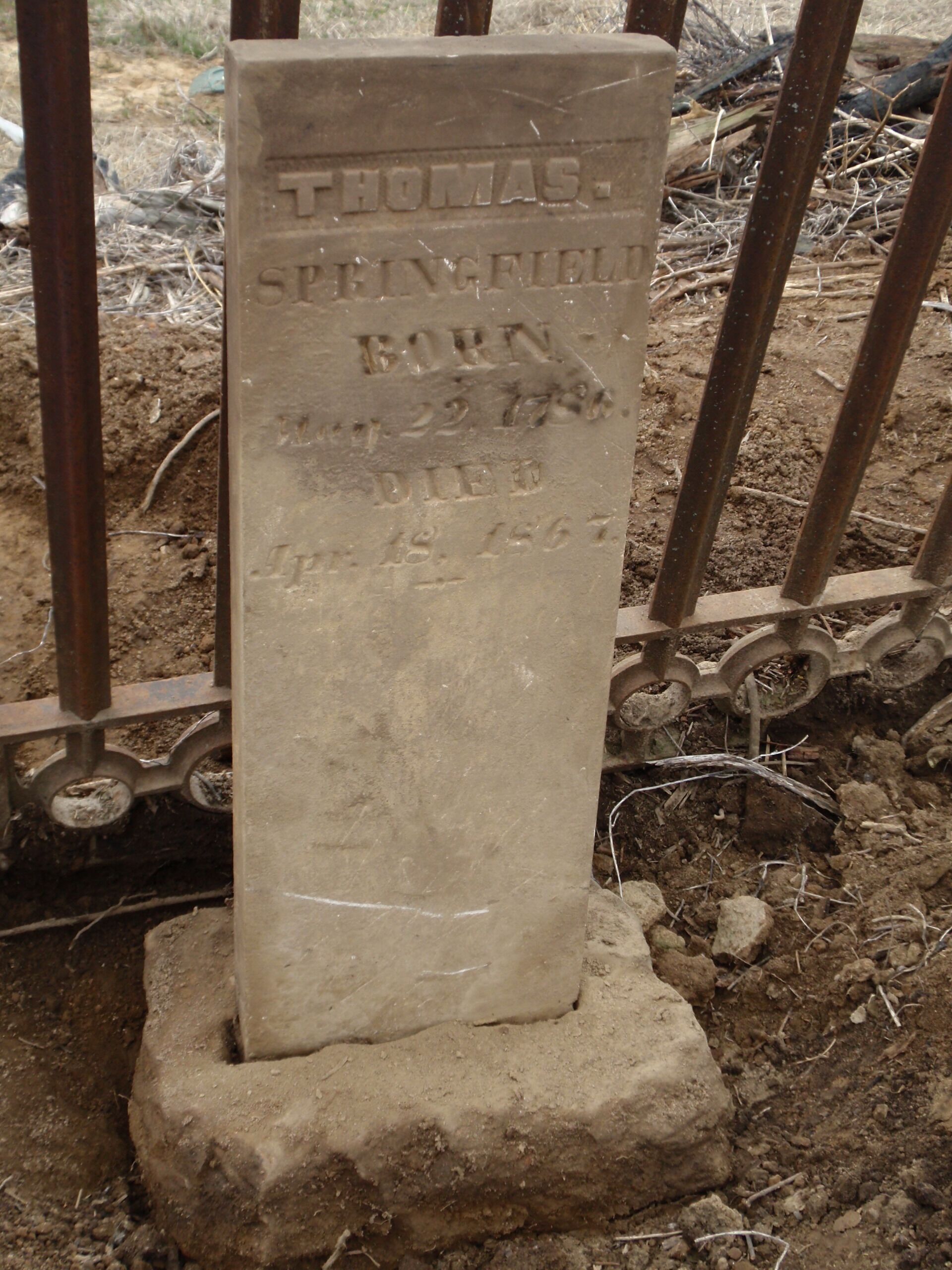 Located in whats now a farm field, the Springfield's were prosperous land owners in the 1800's