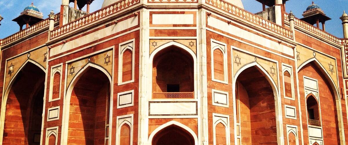 Humayun's tomb in New Delhi, from the corner. Constructed before the Taj Mahal.