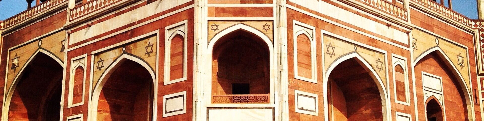 Humayun's tomb in New Delhi, from the corner. Constructed before the Taj Mahal.