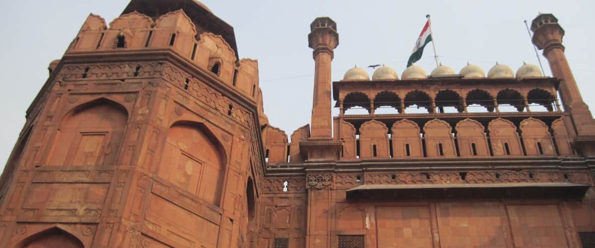Red Fort in the centre of New Delhi, constructed in 1639 and the main residence of Mughal dynasty emperors for nearly 200 years.