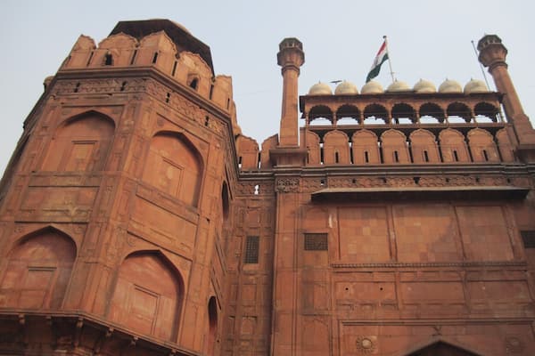 Red Fort in the centre of New Delhi, constructed in 1639 and the main residence of Mughal dynasty emperors for nearly 200 years.