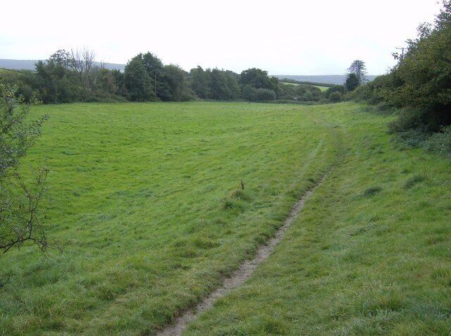 Footpath towards Newbridge The path leaves the track to Homestead Farm and crosses fields again in the last quarter of a mile approaching Newbridge. The Caul Bourne is to the left and the signpost at the road junction at SZ413875 can just be seen at the termination of the path.