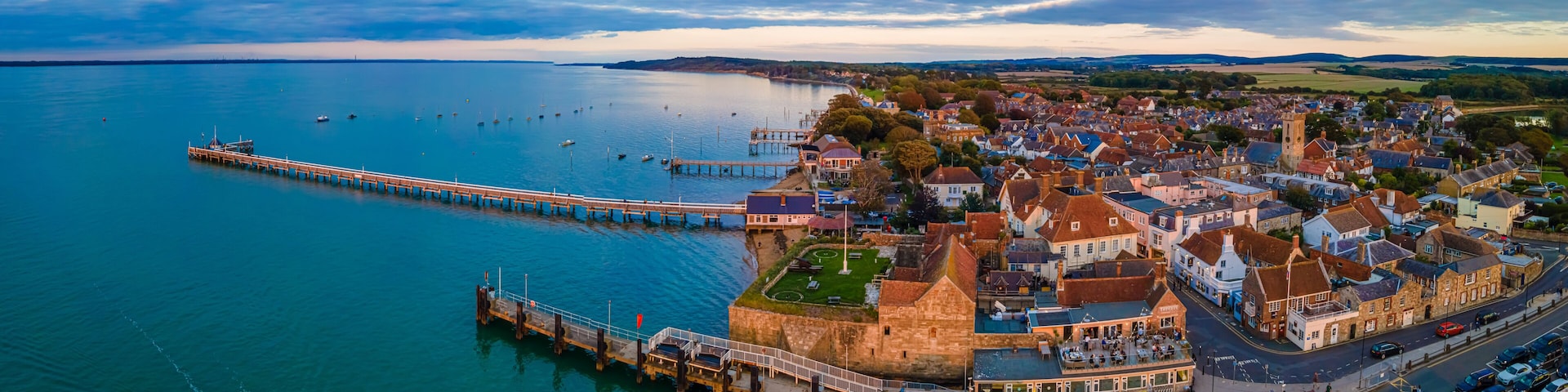 Aerial panoramic view of Yarmouth on the isle of Wight