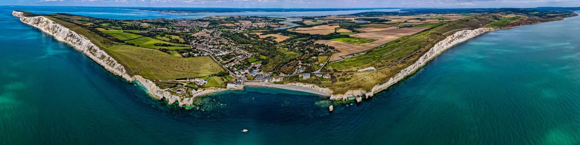 Aerial panoramic view of Isle of WIght