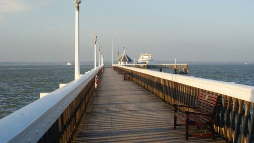 Yarmouth Pier Looking along Yarmouth Pier. Two Isle of Wight ferries can be seen, going and coming. http://www.theheritagetrail.co.uk/piers/yarmouth%20pier.htm