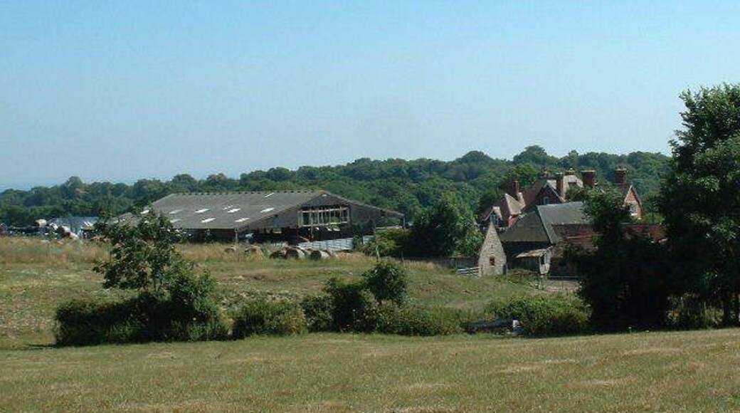 Clapham Farm. Looking SW from the back of the Church.