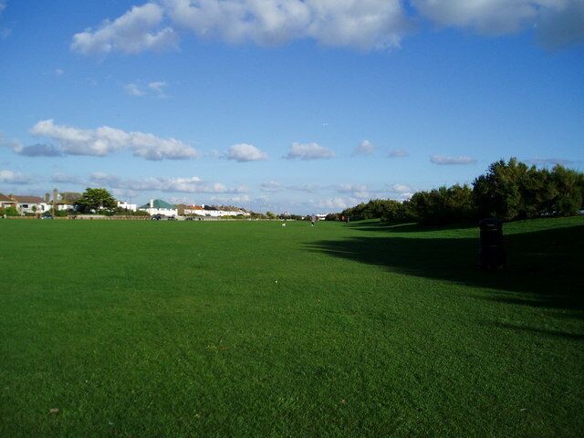 Goring Greensward Looking east across the Goring greensward with Marine Drive in the distance.
