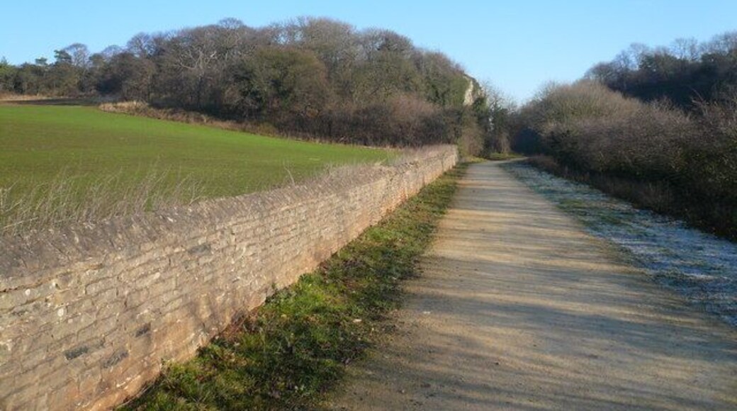 Approaching Creswell Crags This is the former Crags Road now used as a footpath to Crags Pond and Visitors Centre.