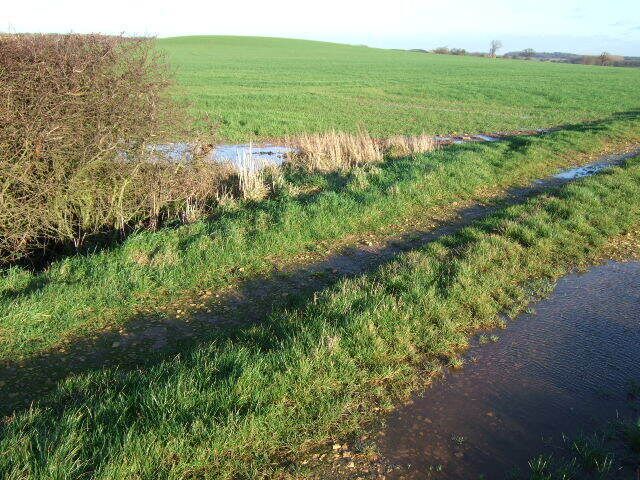 Very soggy field Part of the path and field which are flooding